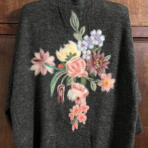 Felted Floral design Cardi by Saccharine of New York size L